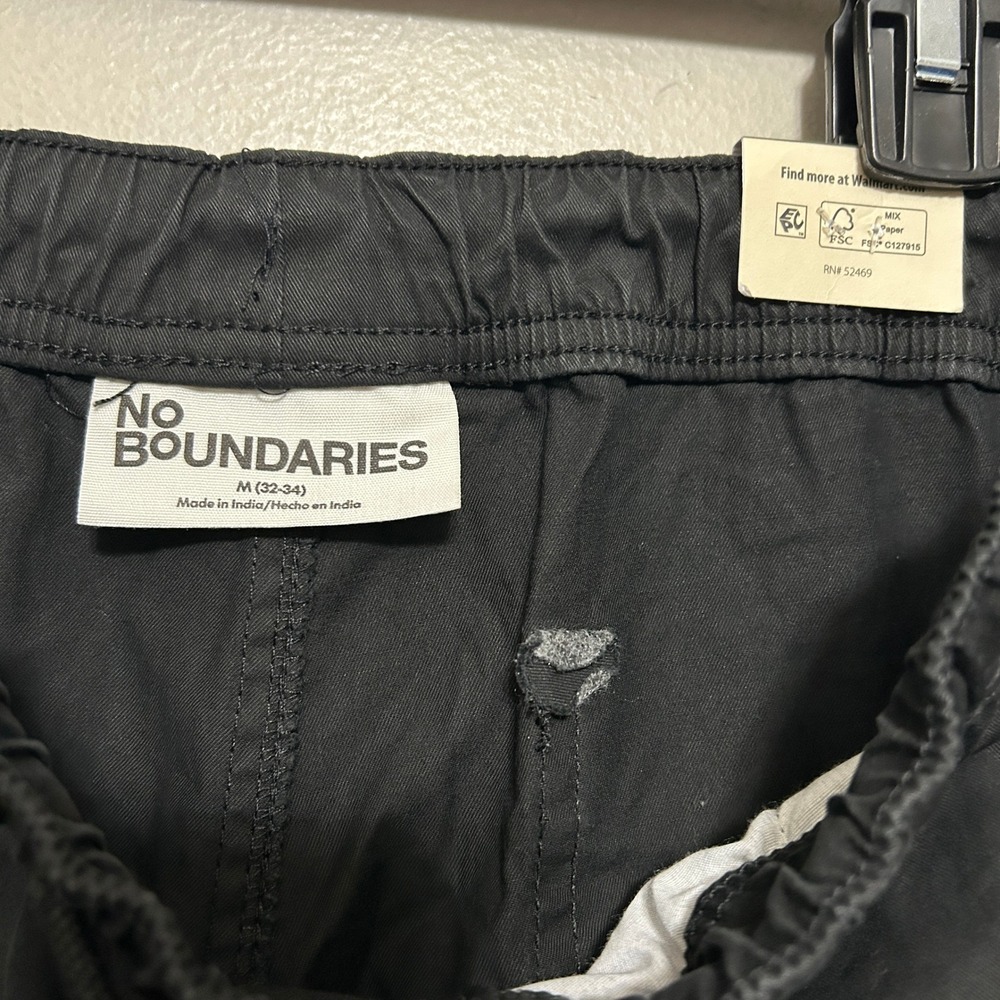 No Boundaries Pants M 32-34 Black New Straight Fit Drawstring Utility Cargo Y2k - Picture 10 of 12